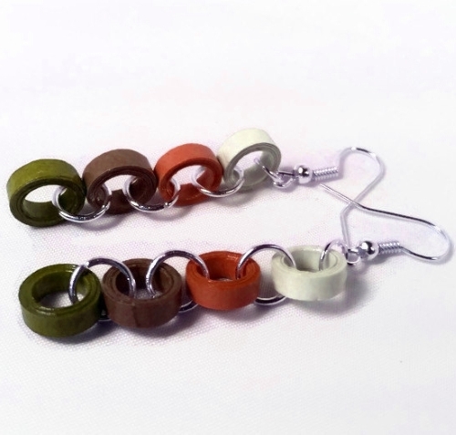 Circle Dangle Paper Earrings Golden Lime & Autumn Maple